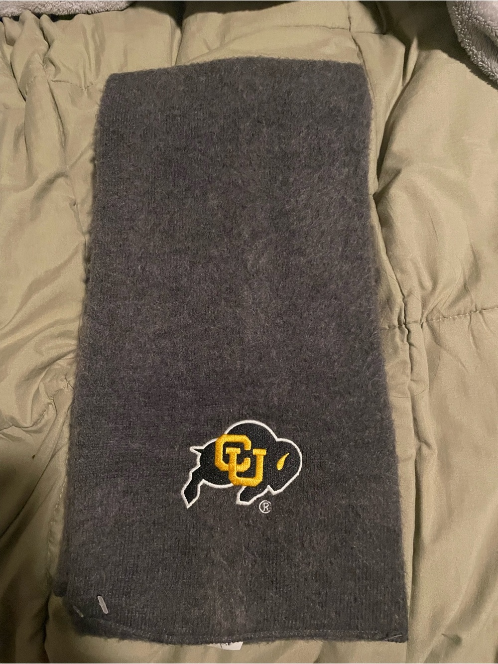 University of Colorado Fleece Logo Scarf - Gray with Gold CU Buffalo